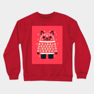 Cute Cat In Christmas Sweater Crewneck Sweatshirt